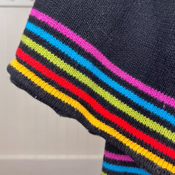 Designers Originals Studio VTG Rainbow Stripe Black Long Sleeve Pullover Sweater - Picture 4 of 6